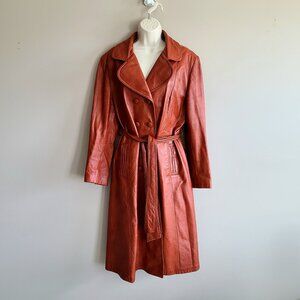 Vintage 1980s 1990s Trojan Fine Leather Sportswear Toronto caramel brown coat.